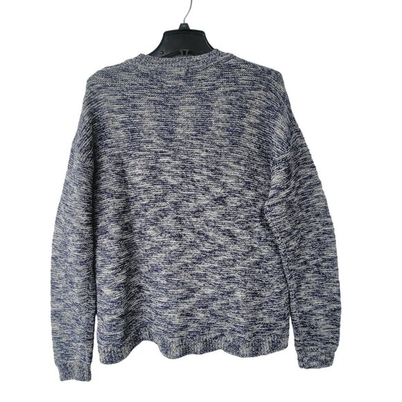 J.Crew Collection Sz L Womens Marbled Chunky Knit Casual Crew Neck Sweater Blue - Picture 2 of 7